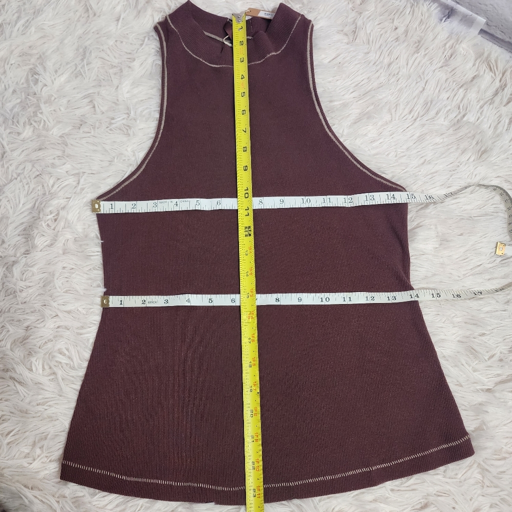 SKIMS COTTON RIB MOCK NECK TANK in Chocolate Size 4X - Picture 5 of 10